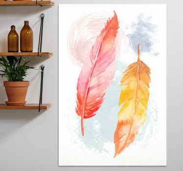 Quadro de penas Pluma colorida posiciones invertidas - TenStickers