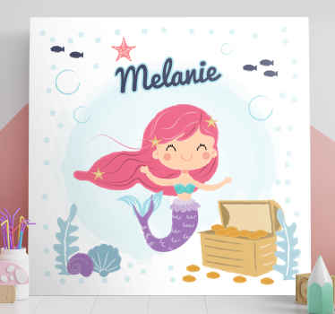 Quadro infantil Bebe de sirena con nombre - TenStickers