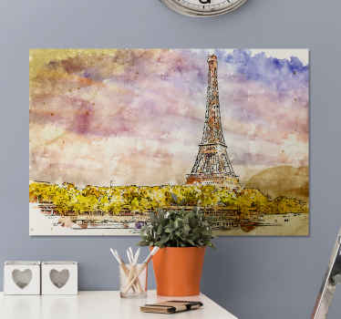 Ciudades atardecer en parís εκτυπώσεις σε καμβά της πόλης - TenStickers