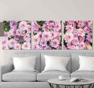 Pink flower canvas print which  features a lovely image of a field of pink flowers. Sign up for 10% off. High quality materials.