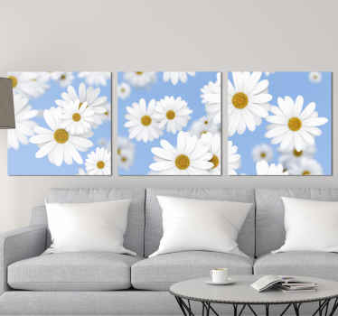 Daisy canvas print which features a lovely pattern of daisies which have an amazing 3D effect. Choose your size. High quality.