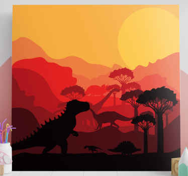 Cuadro dinosaurios jurásico tonos cálidos - TenVinilo