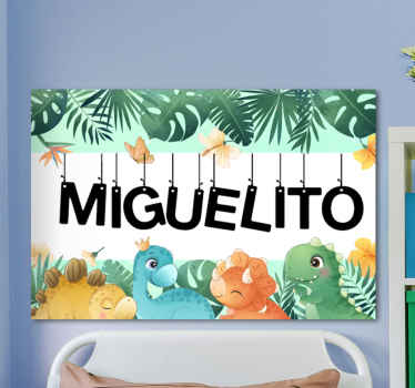 Cuadro infantil de dinosaurios con nombre - TenVinilo