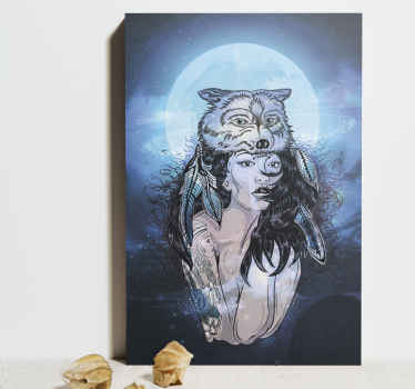 Quadro vintage Mulher lobo lua - TenStickers