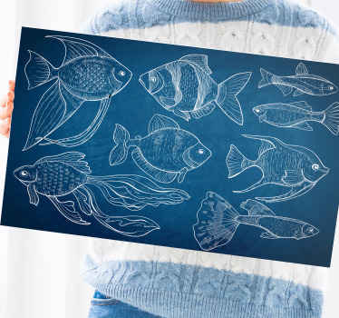 Marine fisk badeværelse lærred kunst - TenStickers