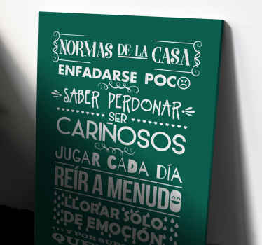 Cuadro entrada reglas de la casa - TenVinilo