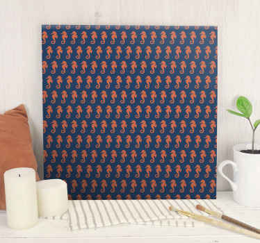 πορτοκαλί θαλάσσιο άλογο μοτίβο θαλάσσια ζωή καμβά - TenStickers