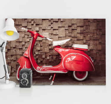 Rød motorcykel retro lærredskunst - TenStickers