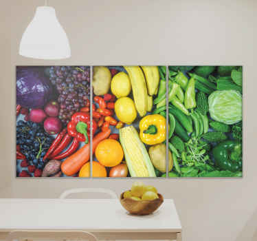 Variedade de impressão em tela da barra de vegetais. Vegetais com cores brilhantes diferentes. Decore suas paredes. Obtenha com frete imediato!