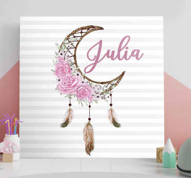 Moon with custom name nursery canvas - TenStickers