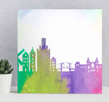 Barvite odtise platna mesta amsterdam skyline - TenStickers