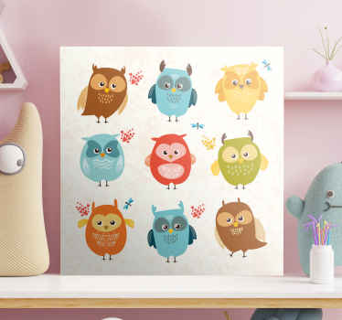 婴儿猫头鹰图案鸟画布艺术 - TenStickers