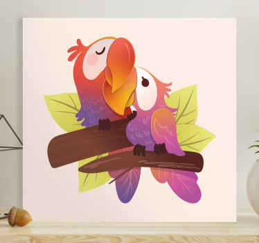 Crtić u ljubavi zaljubljeni ružičasta ptica - TenStickers