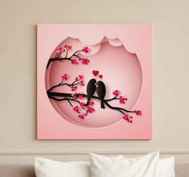 modern birds kissing  bird canvas art - TenStickers