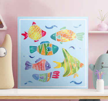 Cartoon colourful  fish canvas - TenStickers