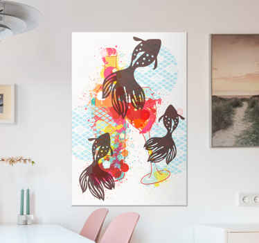 Cuadro peces Calamares abstrac con pintura - TenVinilo