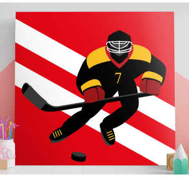 Imprimare pe pânză roșu și galben de hochei pe gheață - TenStickers