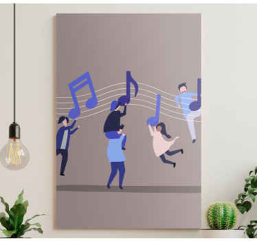 Dancing with song notes Music canvas art - TenStickers