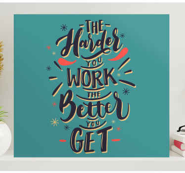 Quote hard work motivational canvas - TenStickers