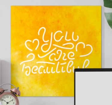 You are so beautiful yellow motivational canvas - TenStickers