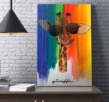 Cuadro animales Jirafa arcoiris - TenVinilo