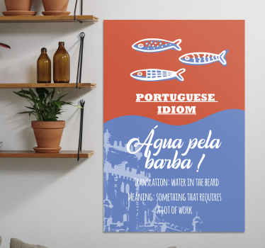 Vinil decorativoem lona colorida portuguesa citação perfeita para decorar a sua casa ou qualquer festa temática. Compre agora em tenstickers.