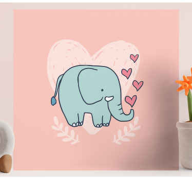 Sød elefant blæser hjerter børnehave lærred - TenStickers