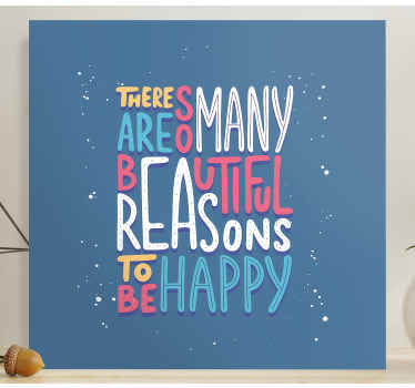 So many reasons to be happy motivational canvas - TenStickers