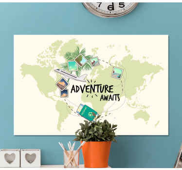 Adventure Awaits world map canvas - TenStickers