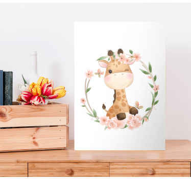 Cuadro animales Jirafa con corona de flores - TenVinilo