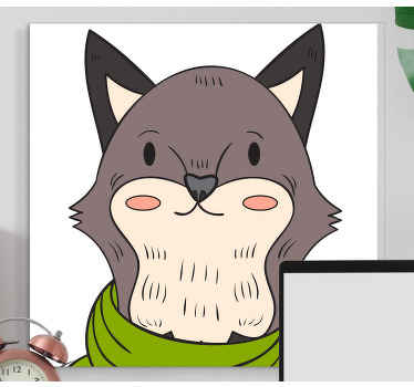 Cuadro animales Zorro gris nórdico con bufanda - TenVinilo