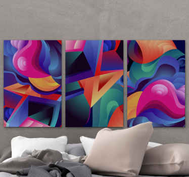Arte moderna da parede da lona do gradiente escuro fluido. Formas fluidas coloridas em três painéis. Decora suas paredes. Envio imediato!