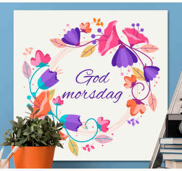 Lilla blomster Lerretsbilde morsdag - Tenstickers