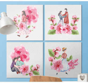 Casal com tela de Vinil decorativode árvore de buquê. Casal de desenhos animados com motivo de flor de cerejeira. Decorar. Obtenha com frete imediato!