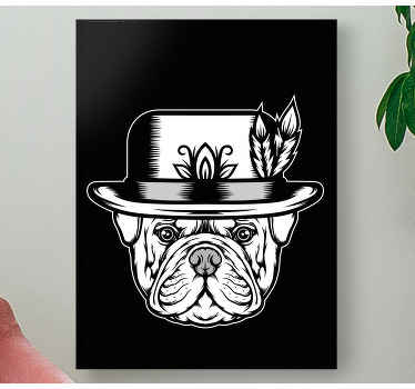 斗牛犬在黑色背景狗画布打印 - TenStickers