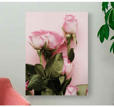 Cuadro de flores Diseño elegante de rosas rosadas - TenVinilo
