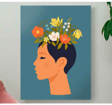 Tableau d'une femme avec une couronne florale - TenStickers