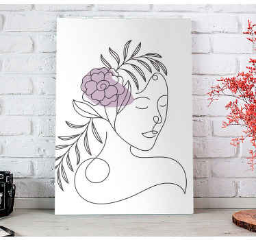 Cuadro de flores Dibujado de rostro de mujer con flores - TenVinilo