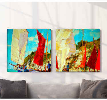 Three boats on the water Nautical canvas print - TenStickers
