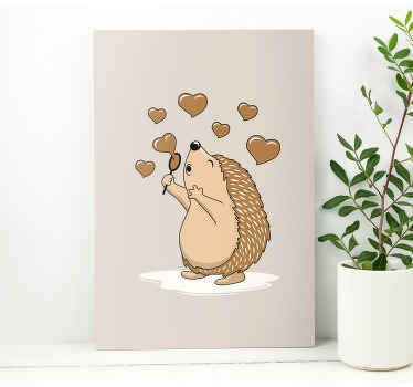 Cuadro animales Erizo con corazones de amor - TenVinilo