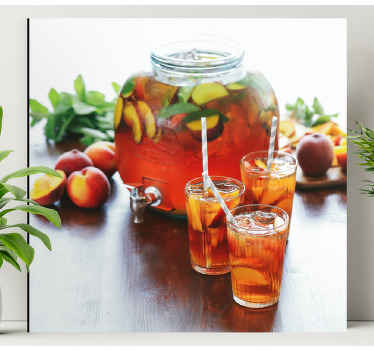 Broskyne a sklenené poháre ovocné obrazy na stenu - Tenstickers