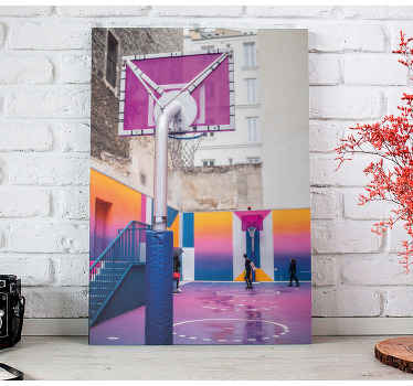 Basketball court vibrant colors home canvas - TenStickers