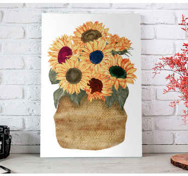 Cuadro de flores Maceta de girasol colorida - TenVinilo