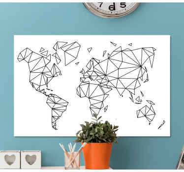 Cuadro nórdico Mapa del mundo geométrico - TenVinilo