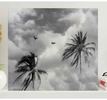 Tableau salon Palmier noir et blanc - TenStickers