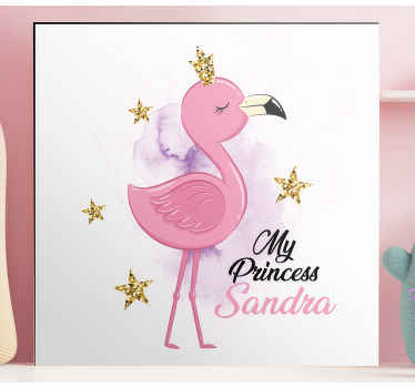 Obraz ze zwierzętami moja księżniczka flaming z imieniem - TenStickers