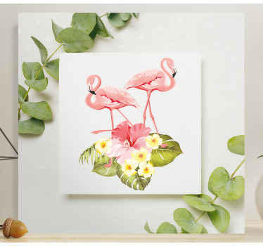 Leinwandbild flamingos und hibiskus - TenStickers