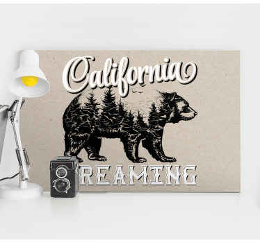 Καλιφόρνια ονειρεμένη αρκούδα σχεδιασμού εικόνες καμβά - TenStickers