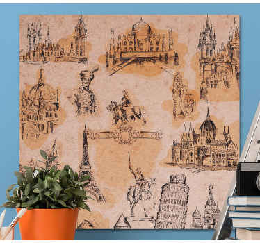 Cuadro para salón Diseño de paisaje vintage - TenVinilo