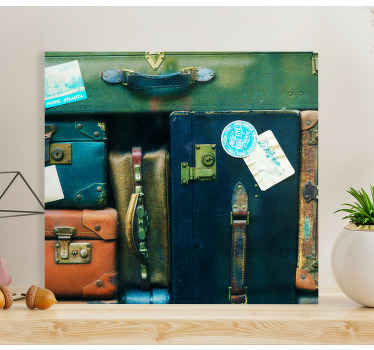 Cuadro para dormitorio Bonito diseño de maletas vintage - TenVinilo